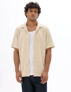 100% katoenen gehaakt shirt - beige