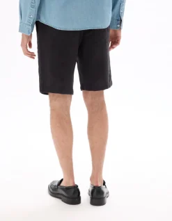 100% katoenen gestreepte jacquard bermuda - zwart