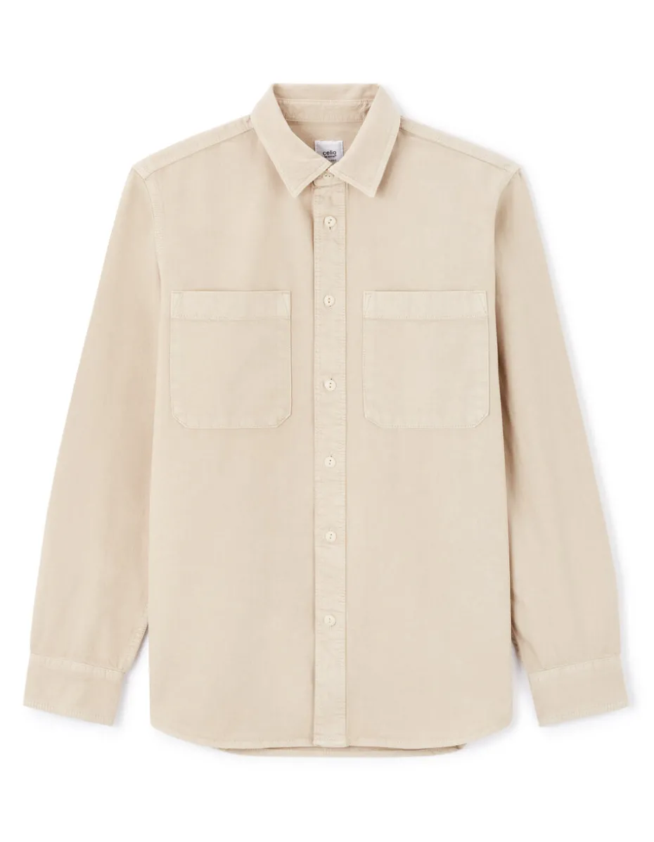 100% katoenen kledingstuk geverfd overhemd - beige