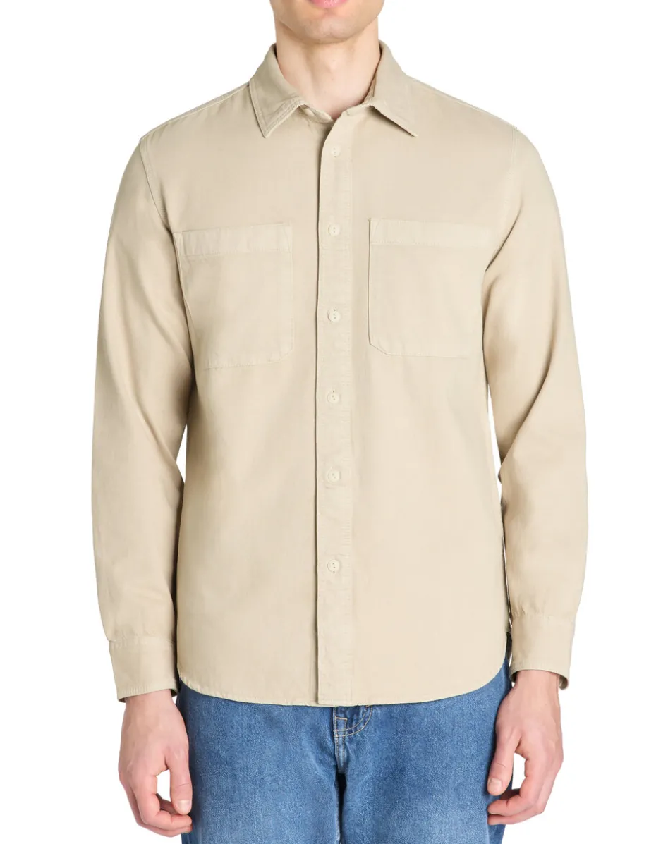100% katoenen kledingstuk geverfd overhemd - beige