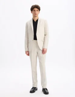 100% linnen slim-fit pantalon - natuurlijk