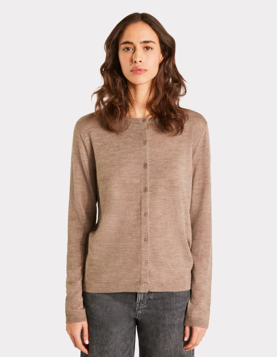 100% merinowol ronde hals vest - taupe