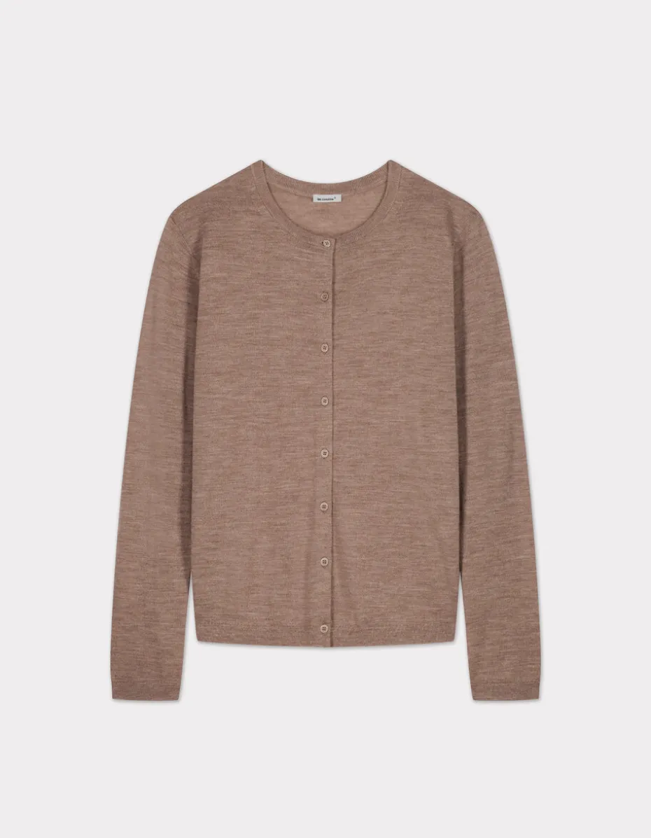 100% merinowol ronde hals vest - taupe