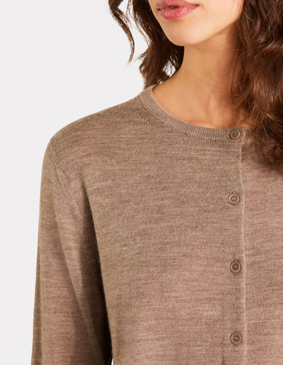 100% merinowol ronde hals vest - taupe