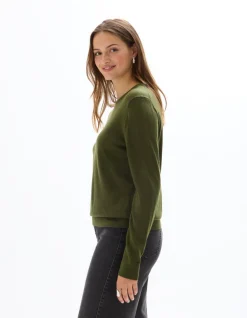 100% Merinowol Rondehals Trui - Groen