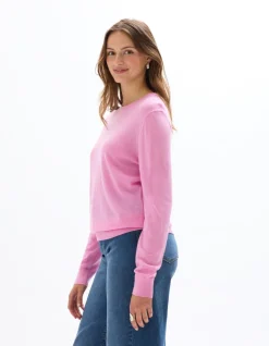 100% merinowol trui met ronde hals - roze