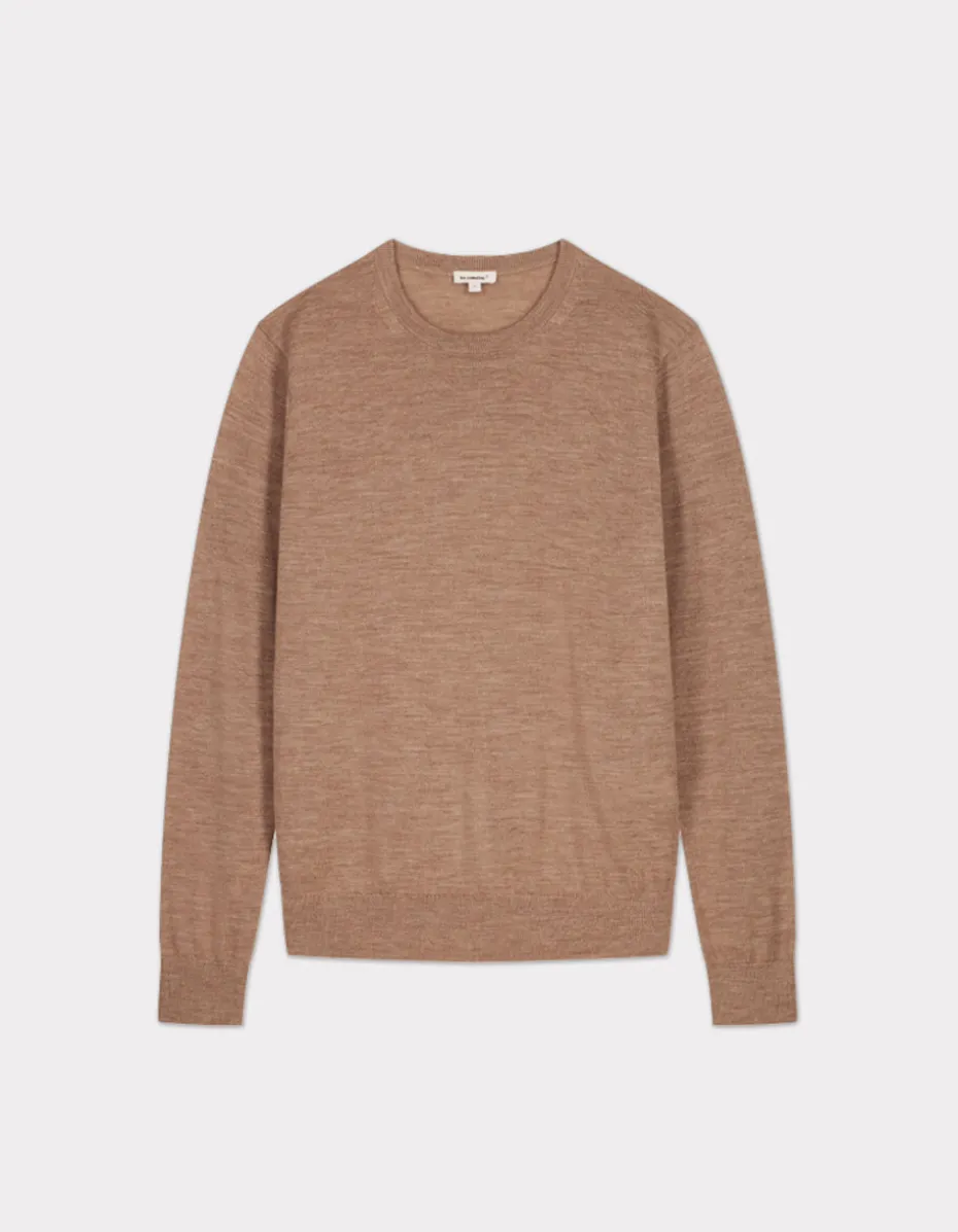 100% merinowol trui met ronde hals - Taupe
