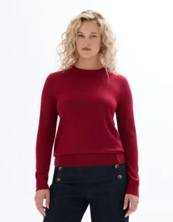 100% merinowollen trui met ronde hals - rood