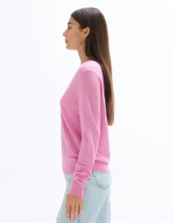 100% merinowollen V-hals trui - roze