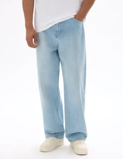 Baggy jeans van 100% katoen - Gebleekt