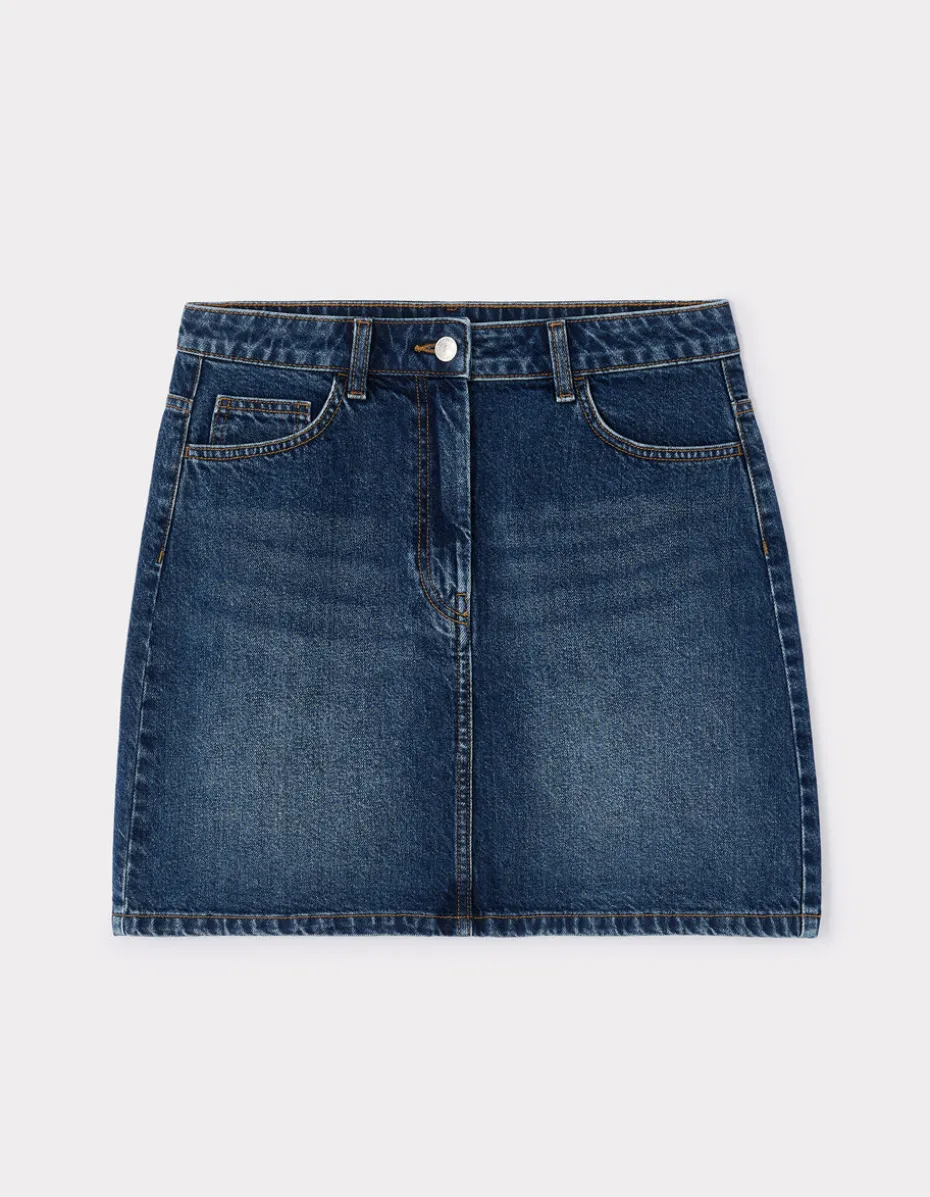 Basic korte denim rok - blauw