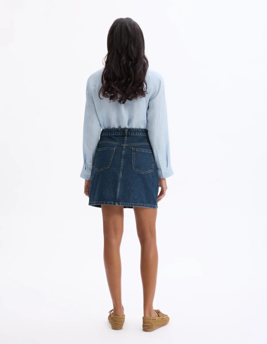 Basic korte denim rok - blauw