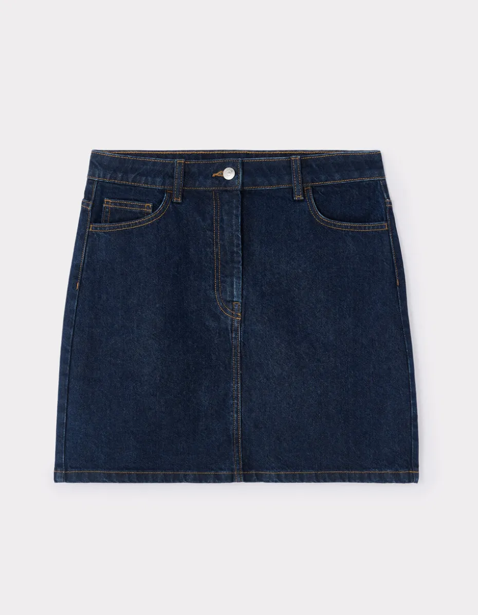 Basic korte denim rok - denim