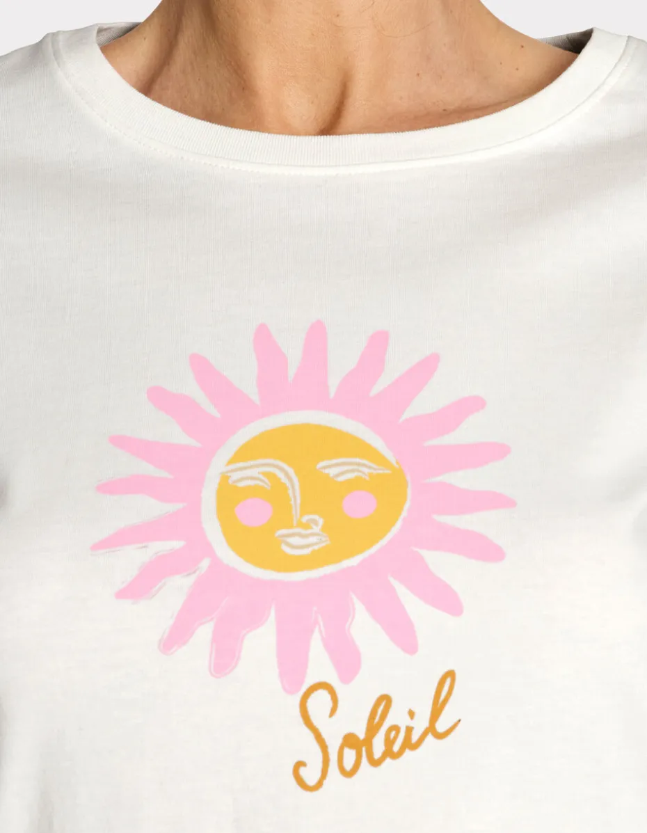 Bedrukt katoenen T-shirt - ecru