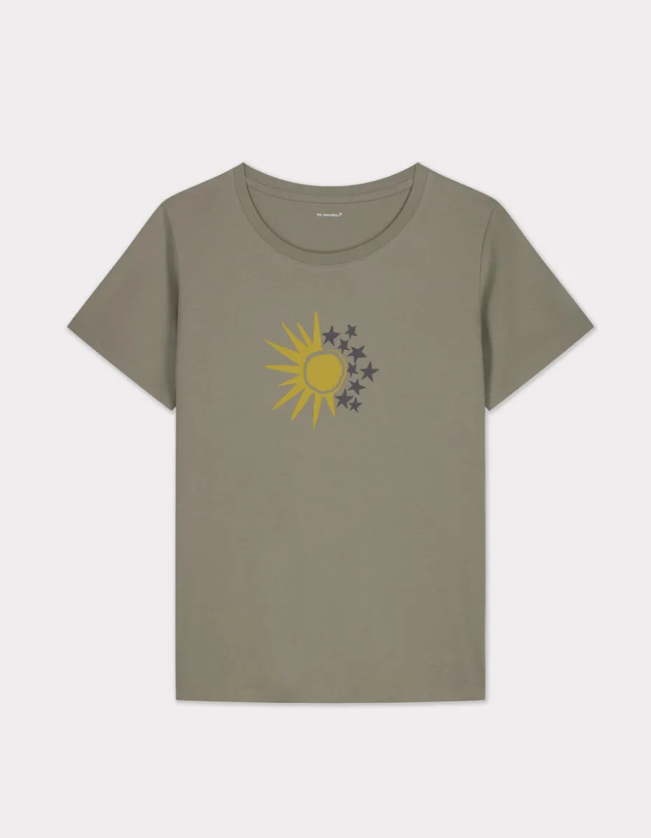 Bedrukt katoenen T-shirt - kaki