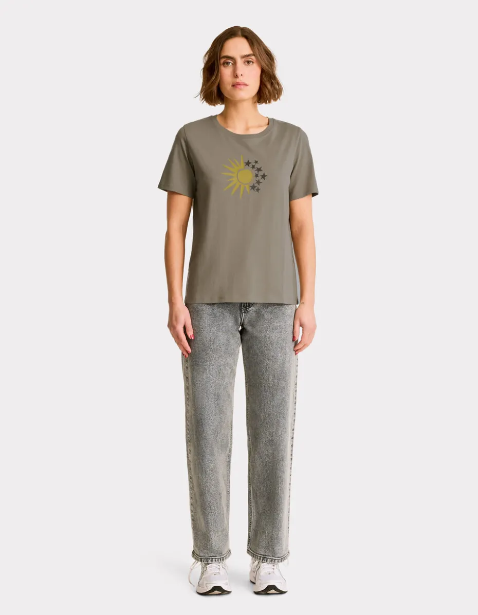 Bedrukt katoenen T-shirt - kaki