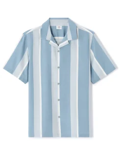 Bedrukte regular fit bloes 100% viscose - blauw