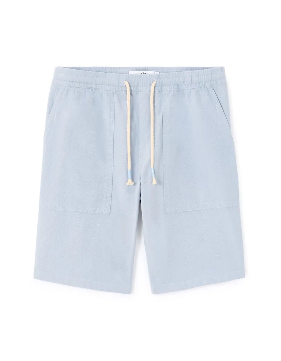 Bermuda 100% katoen - blauw