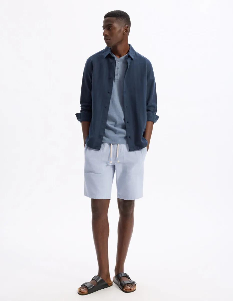 Bermuda 100% katoen - blauw