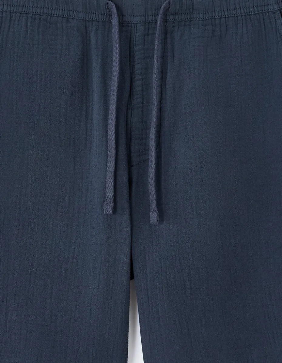 Bermuda 100% katoengauze - marineblauw