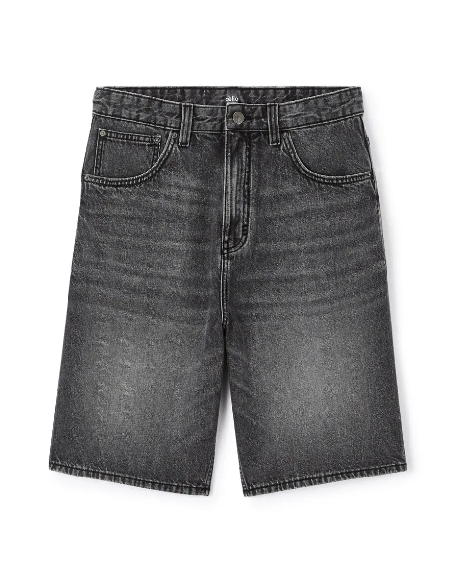 Bermuda baggy en jeans - zwart