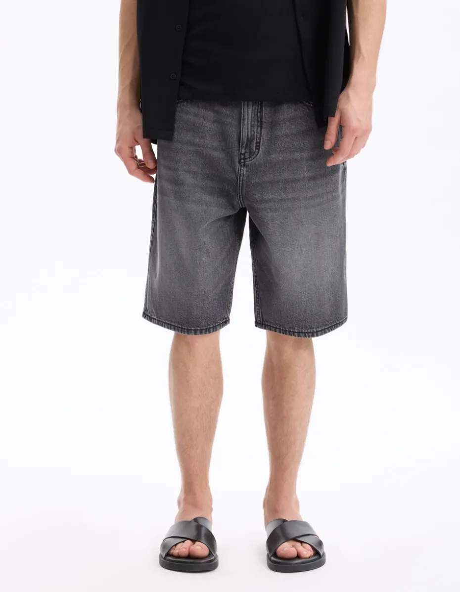 Bermuda baggy en jeans - zwart