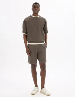 Bermuda in gemengd katoenen molton - taupe