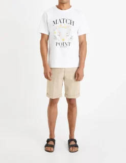 Bermuda in piqué stof - beige