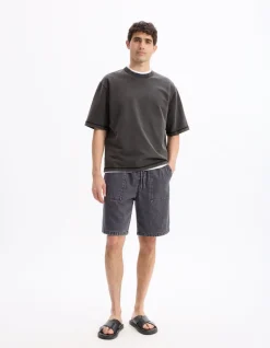 Bermuda recht en jeans - zwart