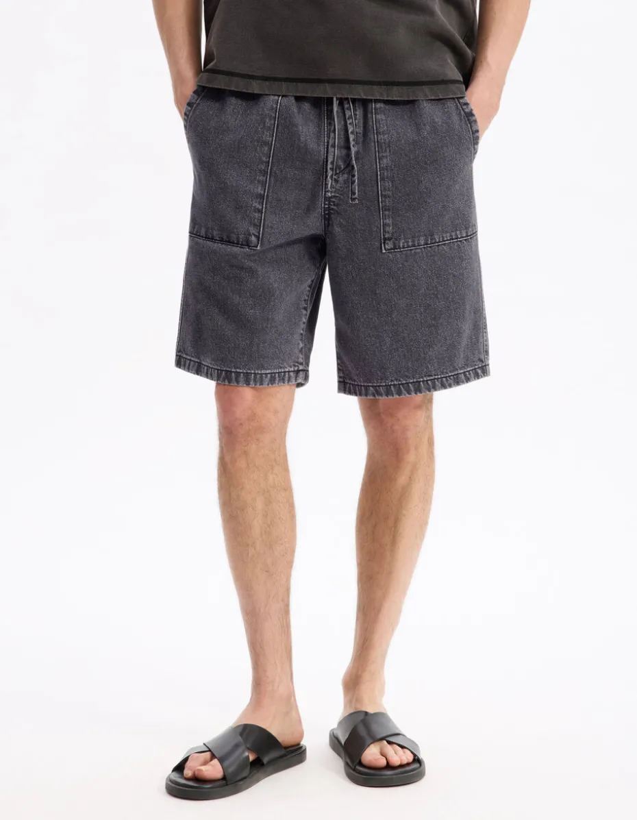 Bermuda recht en jeans - zwart