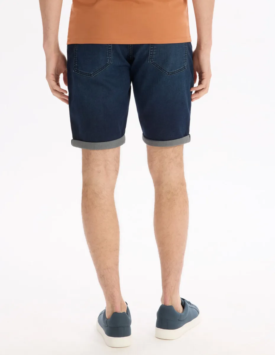 Bermuda van denim met gebreid effect