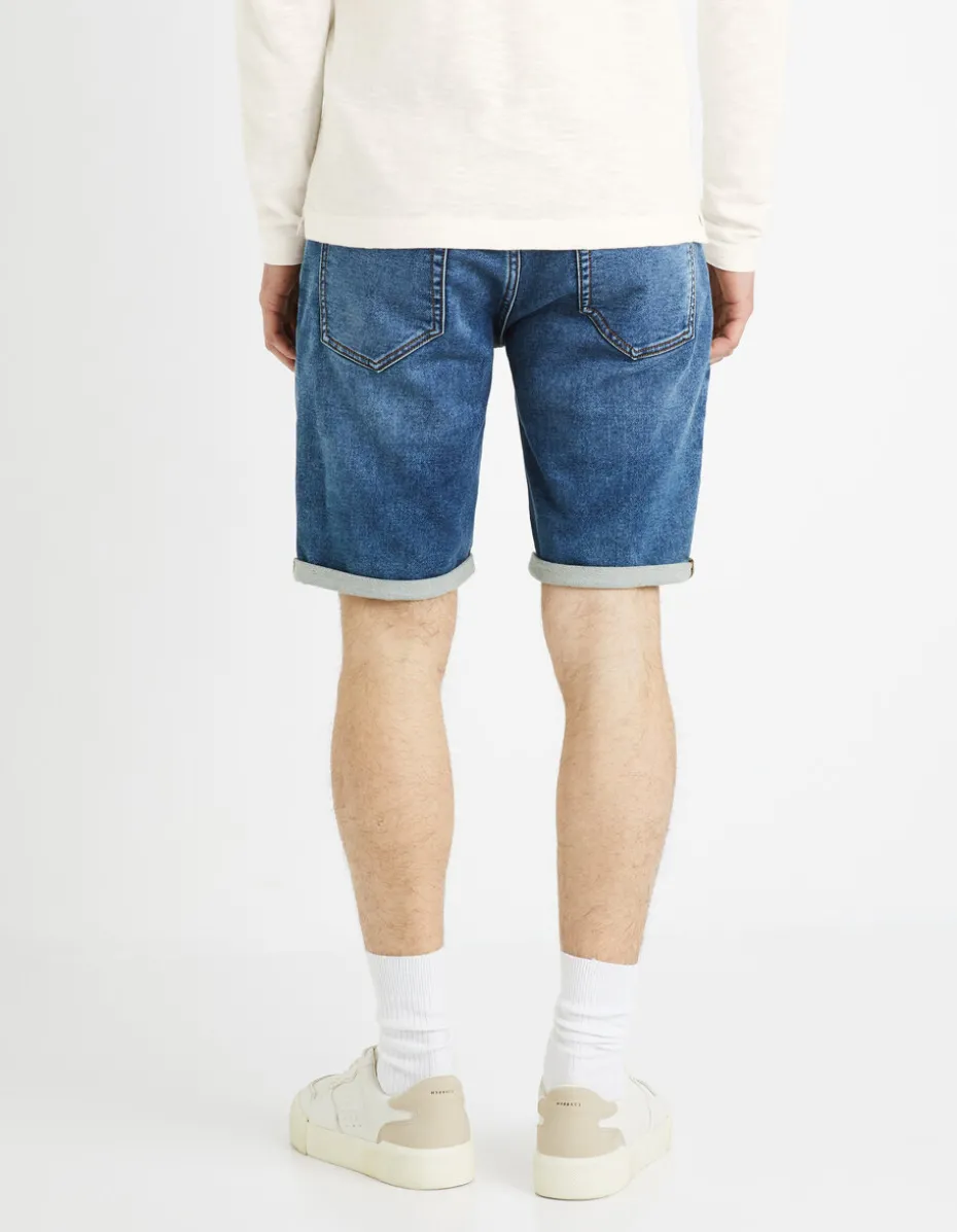 Bermuda van denim met gebreid effect