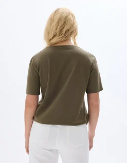 Biologisch katoenen T-shirt met ronde hals - Kaki