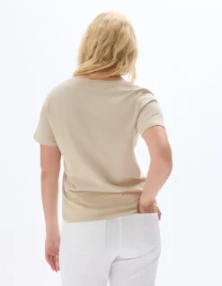 Biologisch katoenen T-shirt met V-hals - beige
