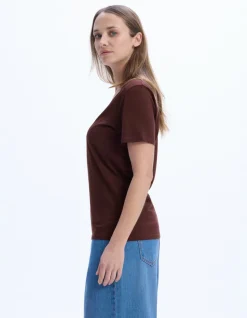 Biologisch katoenen V-hals t-shirt - bruin