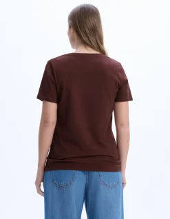 Biologisch katoenen V-hals t-shirt - bruin