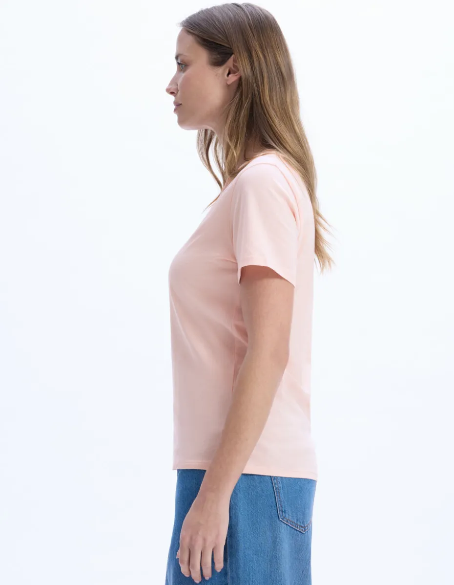 Biologisch katoenen V-hals t-shirt - beige