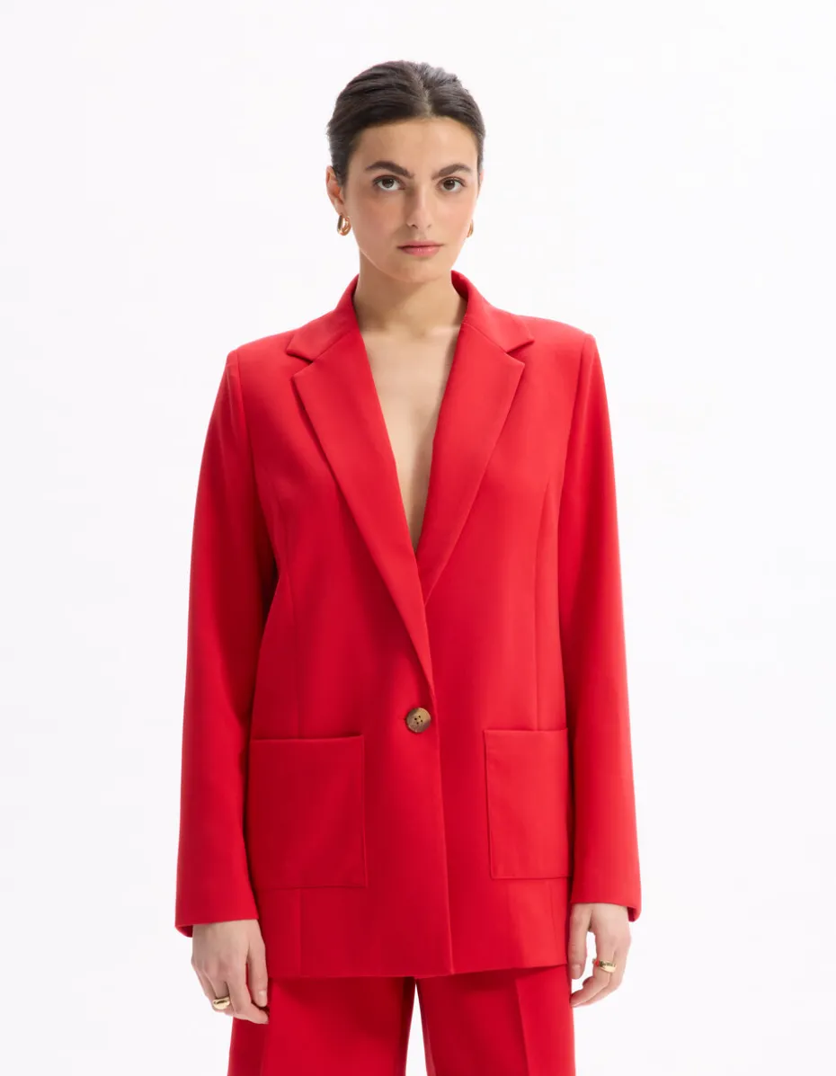 Blazer met opgestikte zakken - rood
