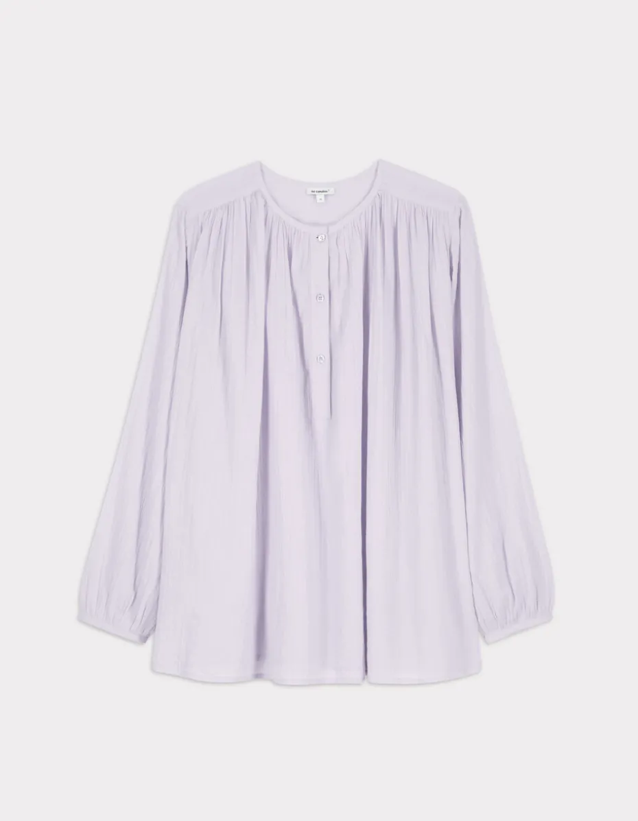 Blouse met ronde hals en knoopjes - paars