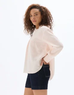 Blouse van 100% linnen - Roze