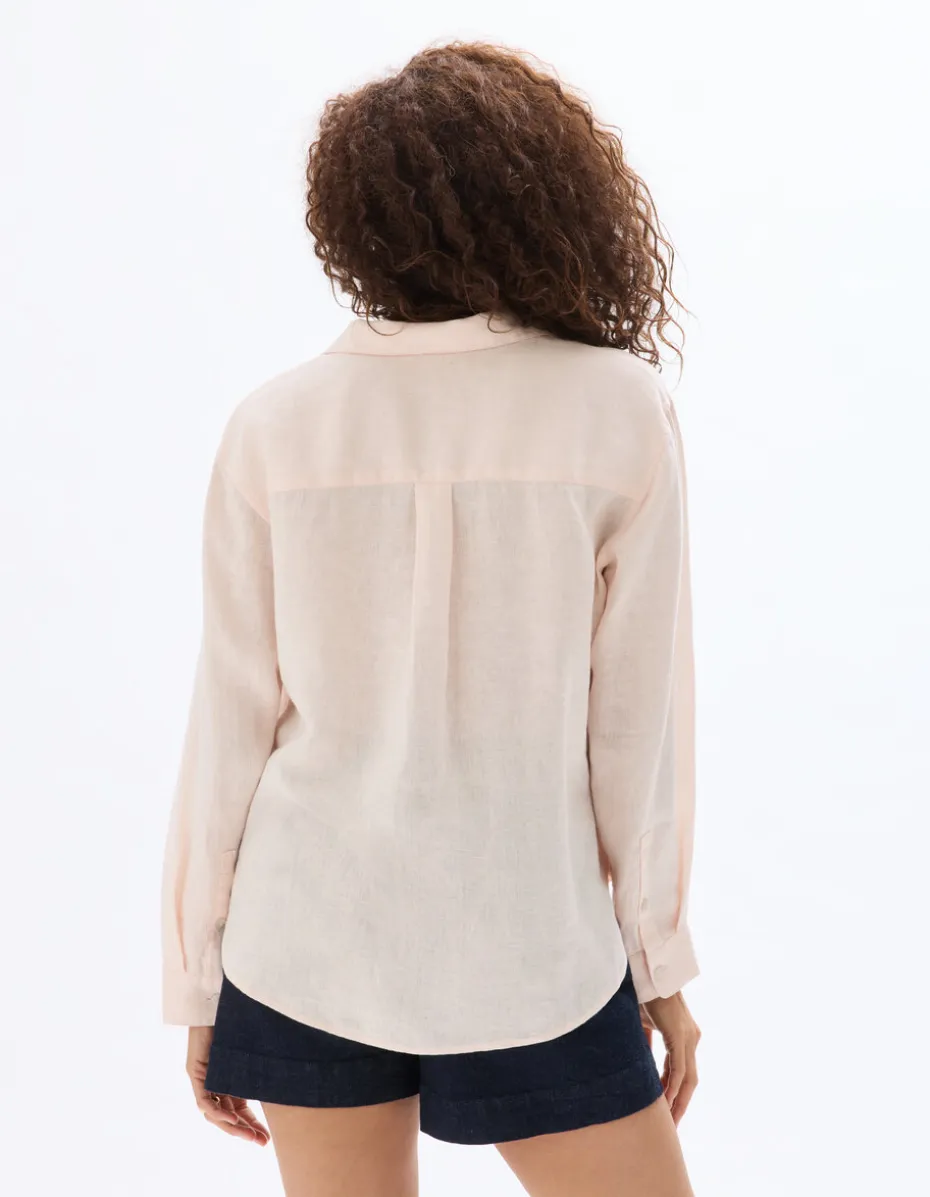 Blouse van 100% linnen - Roze