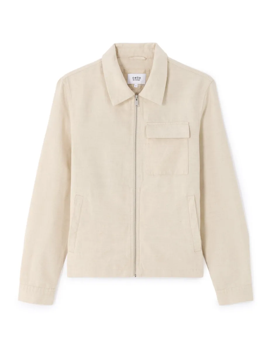 Blouson met overhemdkraag - ecru