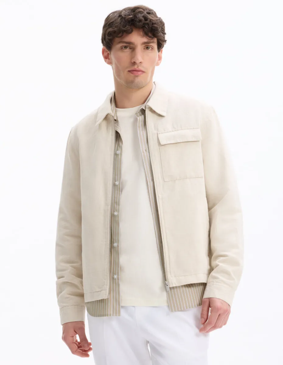 Blouson met overhemdkraag - ecru