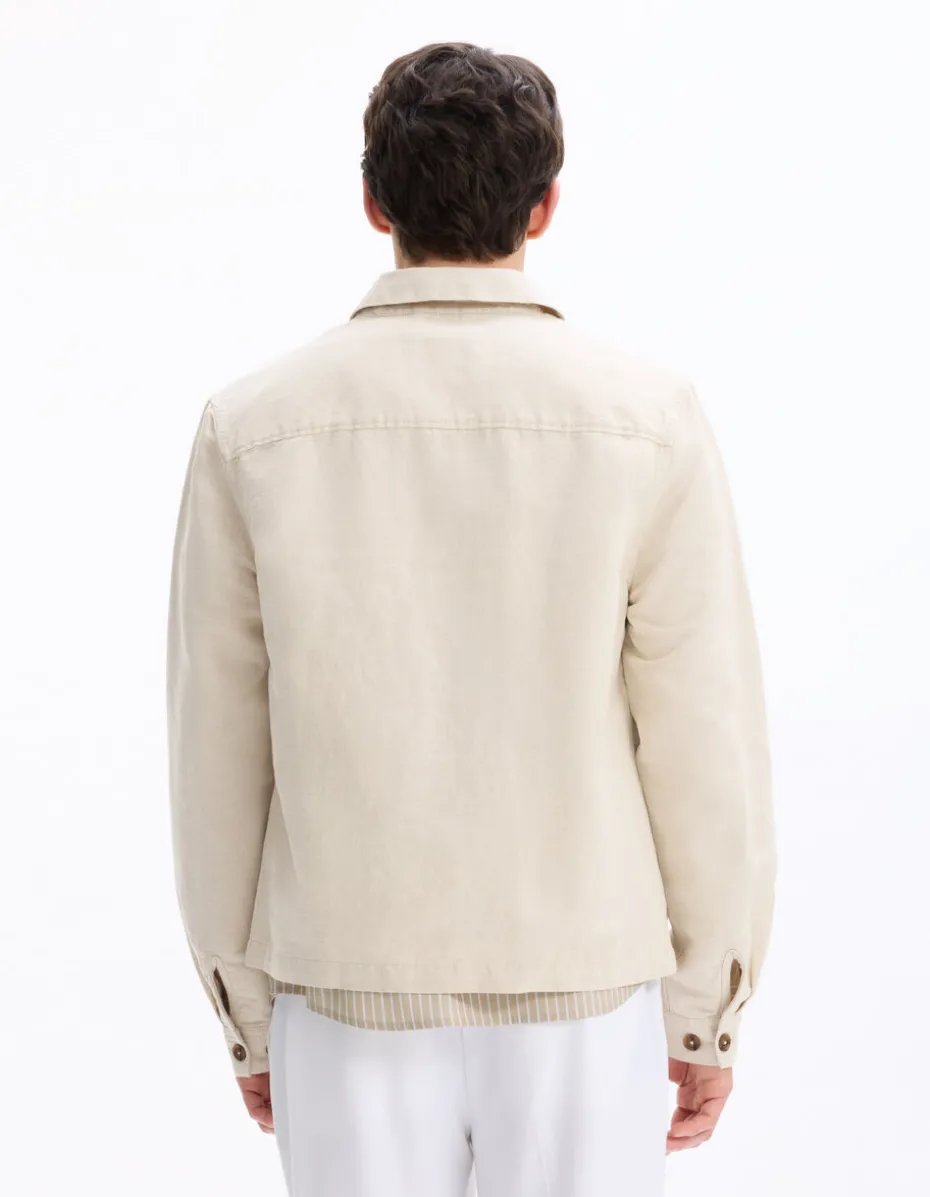 Blouson met overhemdkraag - ecru