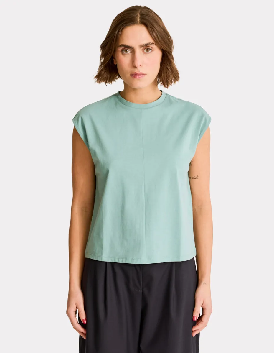 Boxy katoenen mouwloos t-shirt - groen