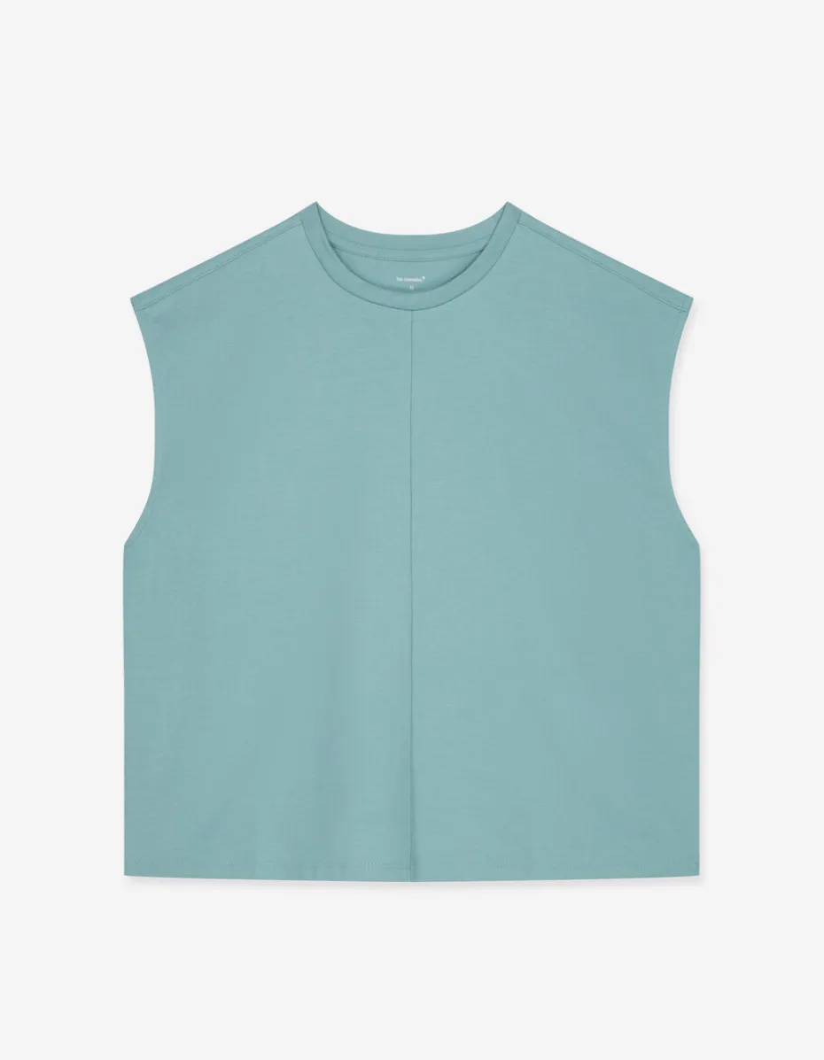 Boxy katoenen mouwloos t-shirt - groen
