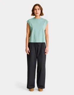 Boxy katoenen mouwloos t-shirt - groen