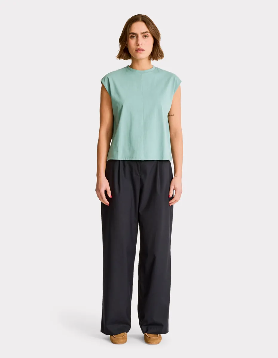 Boxy katoenen mouwloos t-shirt - groen
