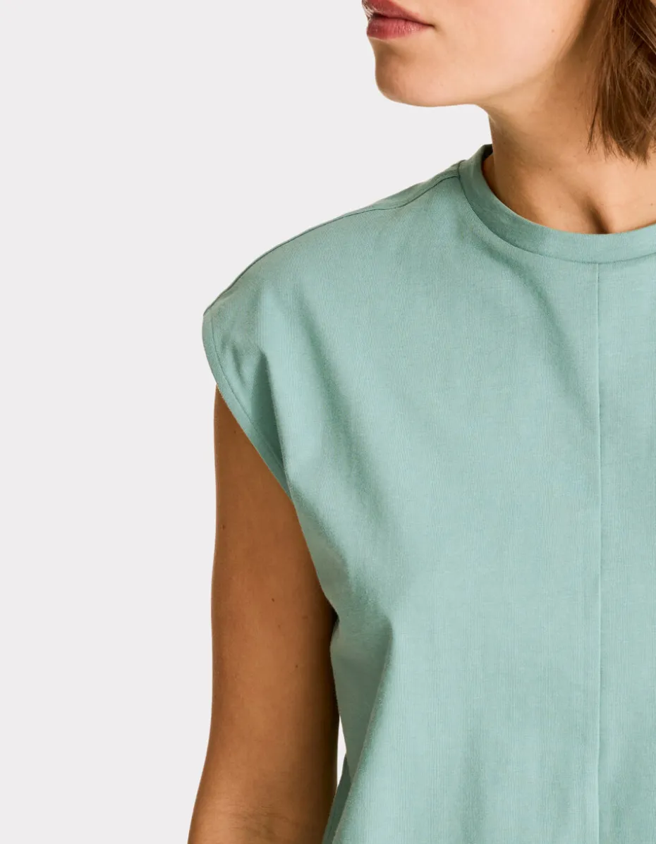 Boxy katoenen mouwloos t-shirt - groen