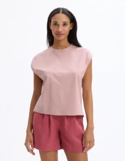 Boxy katoenen mouwloos t-shirt - roze